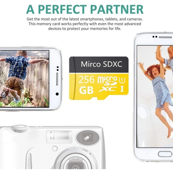 Micro SD Card 256GB High Speed Class 10 Micro SD SDXC Card w/ Adapter (256GB-B) - Picture 3 of 4